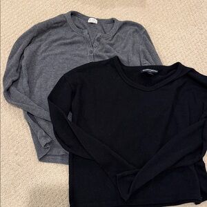 Brandy Melville and John Galt Gray and Black Long Sleeve Tees lot of 2